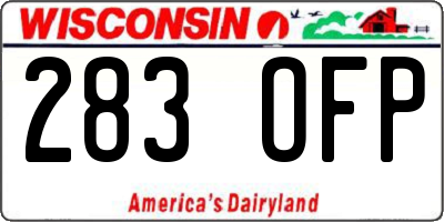 WI license plate 283OFP