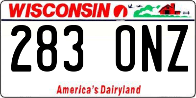 WI license plate 283ONZ