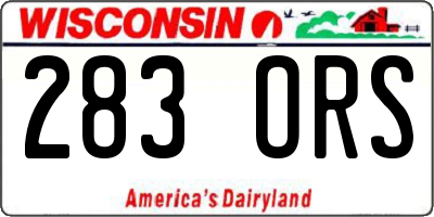 WI license plate 283ORS