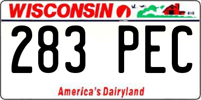 WI license plate 283PEC