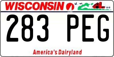 WI license plate 283PEG