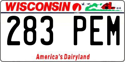 WI license plate 283PEM