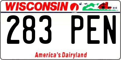 WI license plate 283PEN