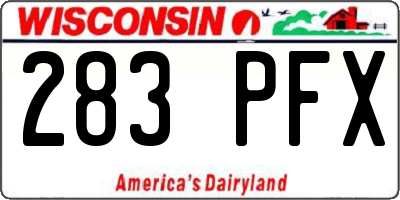 WI license plate 283PFX
