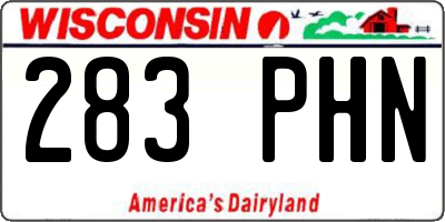 WI license plate 283PHN