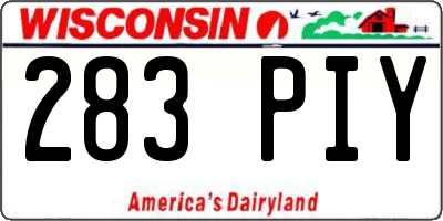 WI license plate 283PIY