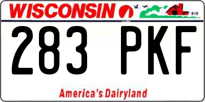 WI license plate 283PKF