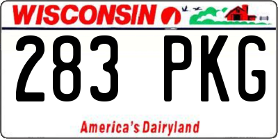 WI license plate 283PKG