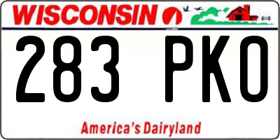 WI license plate 283PKO