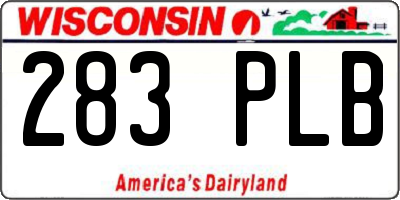 WI license plate 283PLB