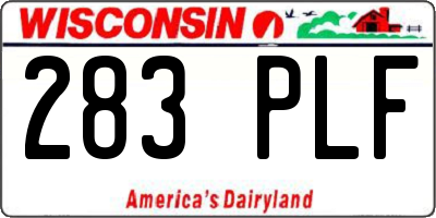 WI license plate 283PLF