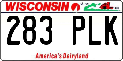 WI license plate 283PLK