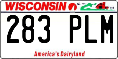 WI license plate 283PLM