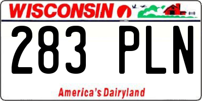 WI license plate 283PLN