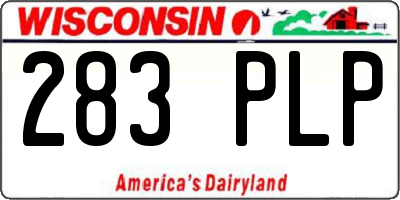 WI license plate 283PLP