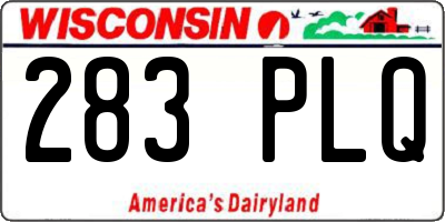 WI license plate 283PLQ