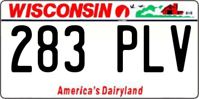 WI license plate 283PLV