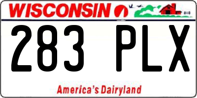 WI license plate 283PLX