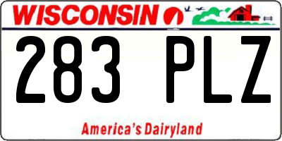 WI license plate 283PLZ