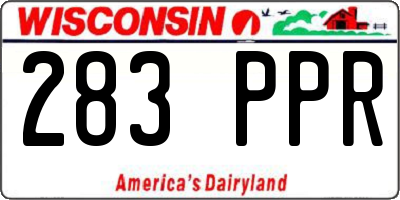 WI license plate 283PPR