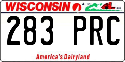 WI license plate 283PRC