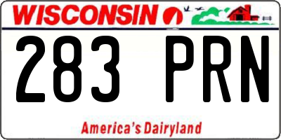 WI license plate 283PRN