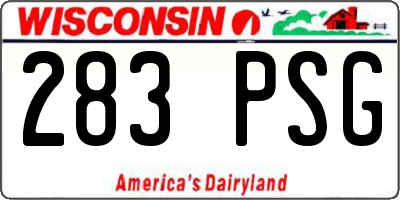 WI license plate 283PSG