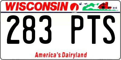 WI license plate 283PTS