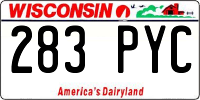 WI license plate 283PYC