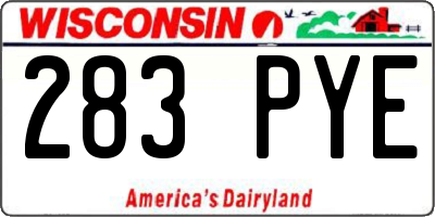 WI license plate 283PYE