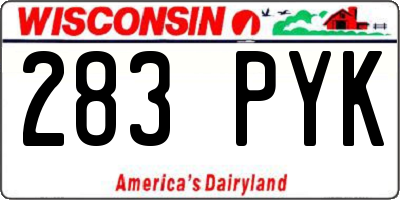 WI license plate 283PYK
