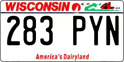 WI license plate 283PYN