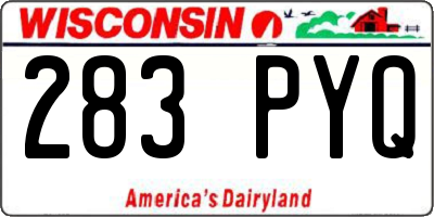 WI license plate 283PYQ