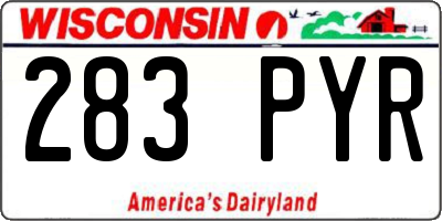 WI license plate 283PYR