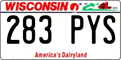 WI license plate 283PYS