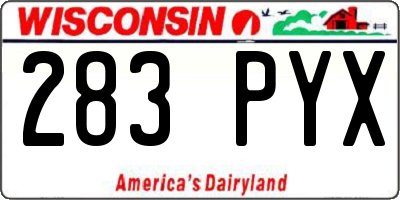 WI license plate 283PYX