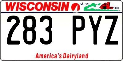 WI license plate 283PYZ