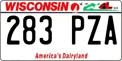 WI license plate 283PZA
