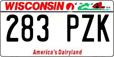 WI license plate 283PZK