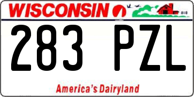 WI license plate 283PZL