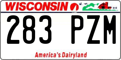 WI license plate 283PZM