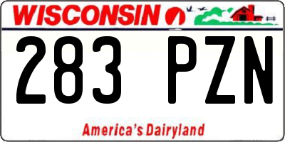 WI license plate 283PZN