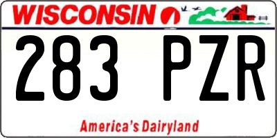 WI license plate 283PZR