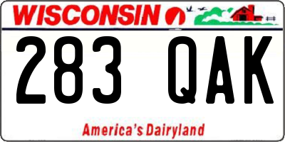 WI license plate 283QAK