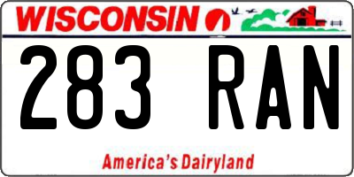 WI license plate 283RAN