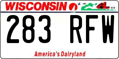 WI license plate 283RFW