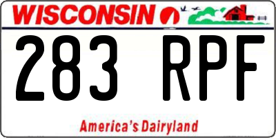 WI license plate 283RPF