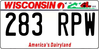 WI license plate 283RPW