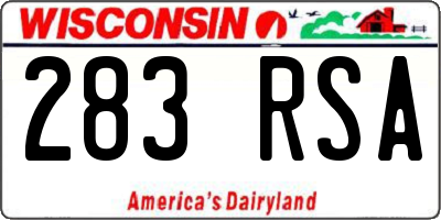 WI license plate 283RSA