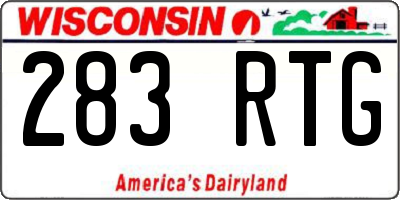WI license plate 283RTG